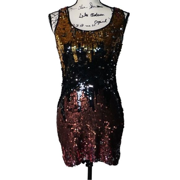 Body Central Sleeveless Metallic Sequined Mini Dress, Small - Picture 1 of 7